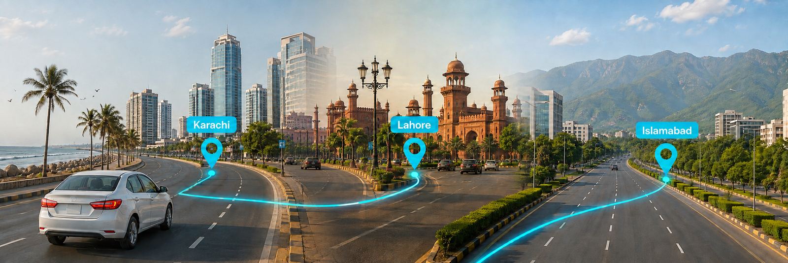 Route connecting Karachi, Lahore and Islamabad
